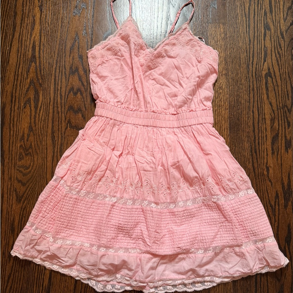 LoveShackFancy Pink Lace Mini Dress